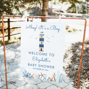 Welkomstteken van Lighthouse Boy Baby shower Poster