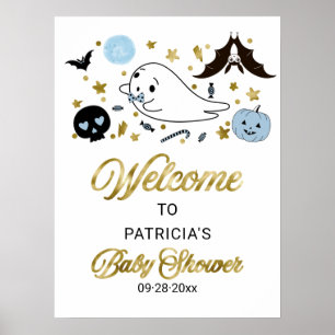 Welkomstteken van Little Boo Halloween Baby shower Poster