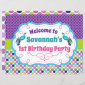 Welkomstteken van Peacock Birthday Party (Voorkant / Achterkant)
