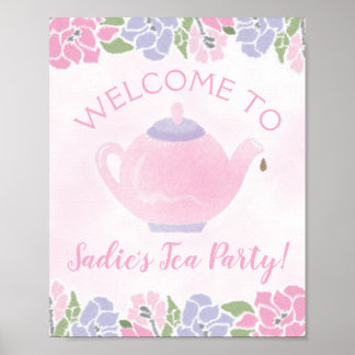 Welkomstteken van Tea Party Birthday Party Poster