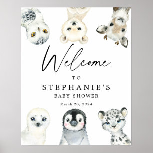 Welkomstteken voor Arctic Animals Baby shower Poster