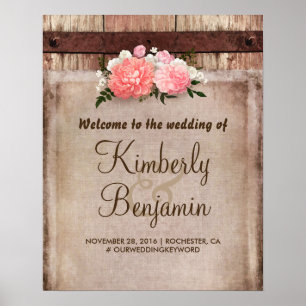 Welkomstteken voor bijtende Floral Wedding Poster