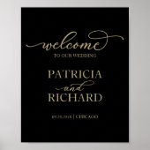 Welkomstteken voor bruiloft | Chic Gold Script Bla Poster (Voorkant)