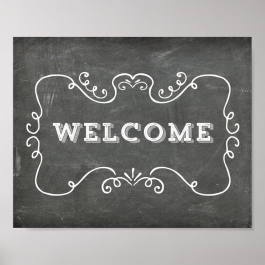 Welkomstteken voor bruiloft Floral Chalkboard Poster (Voorkant)