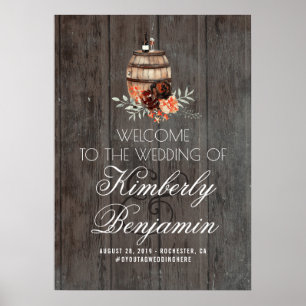 Welkomstteken voor de ridderwijk Wine Barrel Weddi Poster