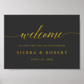 Welkomstteken voor elegante bruiloft met Faux Gold Poster (Voorkant)