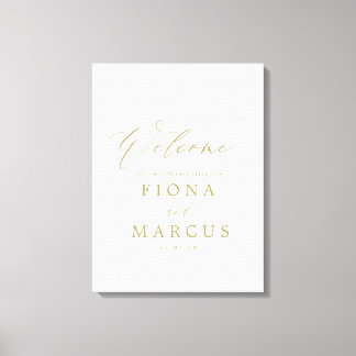 Welkomstteken voor Gold Wedding Canvas Afdruk