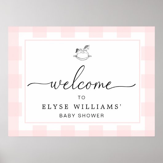 Welkomstteken voor Rockslangroze Gingham Poster (Voorkant)