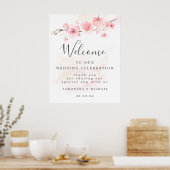 Welkomstteken voor roze Cherry Blossom Weddenschap Poster (Keuken)
