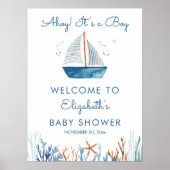 Welkomstteken voor Sailboot Boy Baby shower Poster (Voorkant)