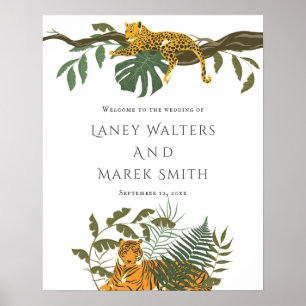 Welkomstteken voor Tropical Safari Animal Wedding Poster