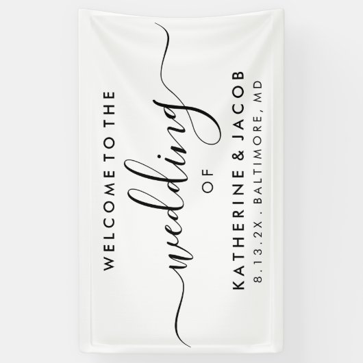 Welkomstteken - Welkomstscript bruiloft Spandoek (Verticaal)