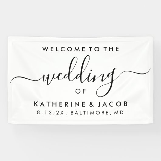 Welkomstteken - Welkomstscript bruiloft Spandoek (Horizontaal)