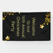 Welkomsttekst zwart goud met prettige kerstfeestda spandoek (Horizontaal)