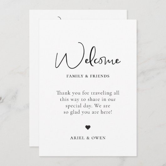 Welkomsttijdlijn voor bruiloft programma (Voorkant / Achterkant)