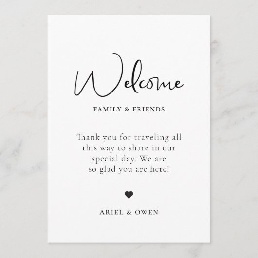 Welkomsttijdlijn voor bruiloft programma (Voorkant)