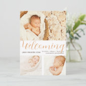 Welkomstwoord nieuwe baby-fotosjabloonneutralen kaart (Staand voorkant)