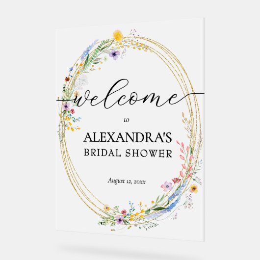 Welkomstwoord Vrijgezellenfeest Wildbloem Acryl Bord (Hoek)