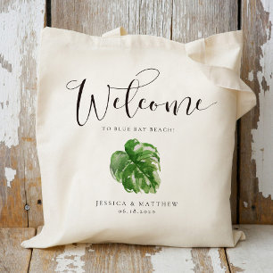 Welkomstwoord Waterverf Tropisch Monstera Leaf Tote Bag