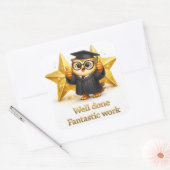 Well done, fantastic work graduation owl three gol vierkante sticker (Envelop)