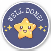 “Well Done” Motivationsaufkleber mit Kawaii Stern Sticker (Voorkant)