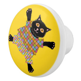 Well Dressed Cats Making Paw Prints in the Sunshin Keramische Knop