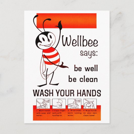 Wellbee CDC WASH UW HANDS Advertisement Poster Briefkaart (Voorkant)