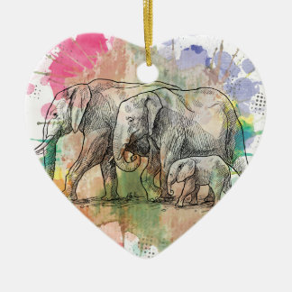 Wellcoda Elephant Family Walk Zoo Animal Keramisch Ornament