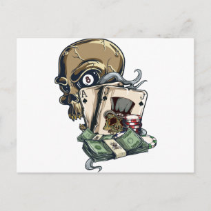 Wellcoda Skull Head Gambling Play Death Briefkaart