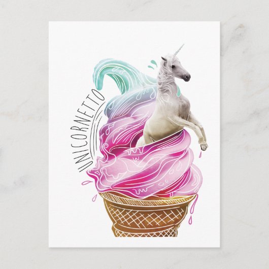 Wellcoda Unicorn Cornetto Fun Ice Cream Briefkaart (Voorkant)