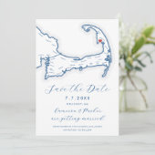 Wellfleet MA Cape Cod Carte Marine Blue Mariage (Debout devant)