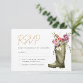 Wellington Boot Floral RSVP Kaartje (Staand voorkant)