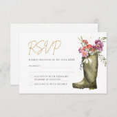 Wellington Boot Floral RSVP Kaartje (Voorkant / Achterkant)