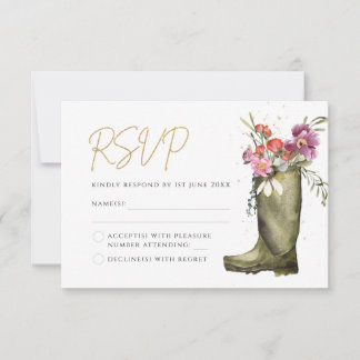 Wellington Boot Floral RSVP Kaartje