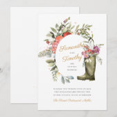 Wellington Boot Floral Weddenschap Kaart (Voorkant / Achterkant)