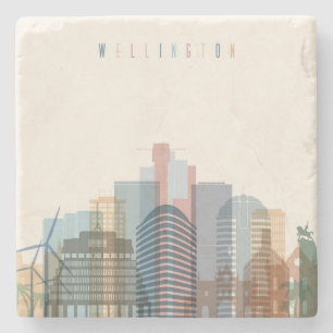Wellington, Nieuw-Zeeland City Skyline Stenen Onderzetter