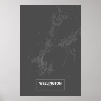 Wellington, Nieuw-Zeeland (wit op zwart) Poster
