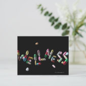 "WELLNESS", geschreven met pillen Briefkaart (Staand voorkant)