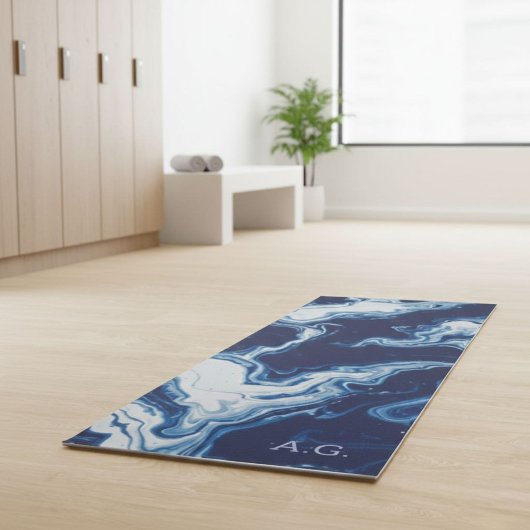 Wellness Waters Exercise Mat - Navy Blue Fluid