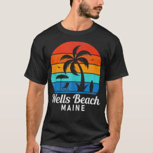 Wells Beach Maine Palm Tree Zonsondergang Zomer T-shirt