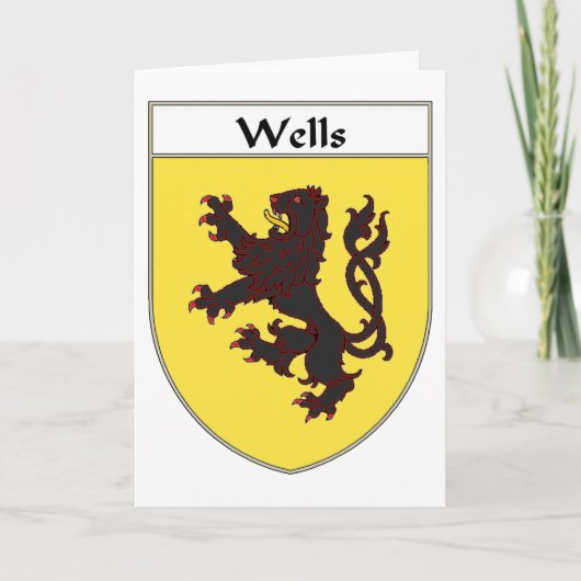 Wells Coat of Arms / Family Crest Feestdagen Kaart (Voorkant)