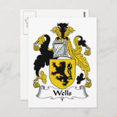 Wells Family Crest Briefkaart (Voorkant / Achterkant)
