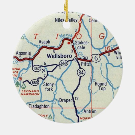 Wellsboro PA Keramisch Ornament (Achterkant)