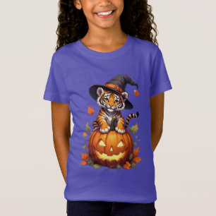 Welpe Tijger Draagt Heksenhoed T-shirt