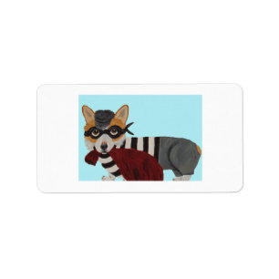 Welse Corgi Snoepdief Inbreker Etiket