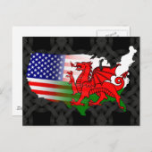 Welsh American Flags Map Briefkaart (Voorkant / Achterkant)