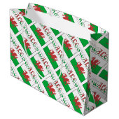 Welsh Angel Christmas Flag Tiled Black Personalize Groot Cadeauzakje (Achterkant Gekanteld)