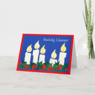 Welsh begroeting kerstkaarsen Kaart