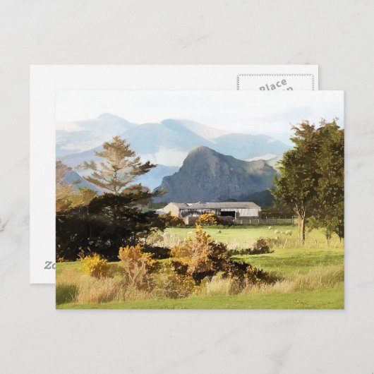 WELSH BOERDERIJ EN MOUNTAIN LANDSCHAP BRIEFKAART (Voorkant / Achterkant)