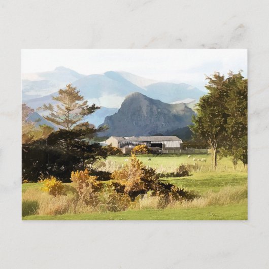WELSH BOERDERIJ EN MOUNTAIN LANDSCHAP BRIEFKAART (Voorkant)